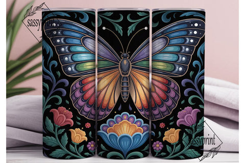 Vibrant Kaleidoscope Butterfly Tumbler Sublimation sassyprint 