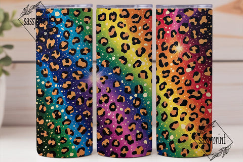 Vibrant Leopard Glitter 20oz Tumbler Sublimation sassyprint 