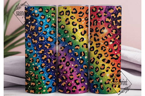 Vibrant Leopard Glitter 20oz Tumbler Sublimation sassyprint 