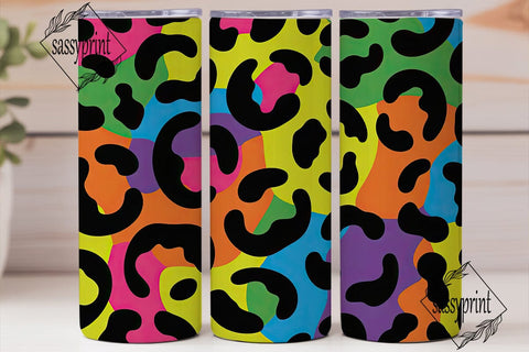 Vibrant Leopard Print 20oz Tumbler Wrap Sublimation sassyprint 