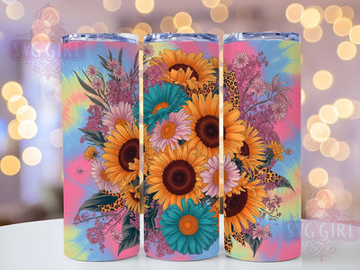 Vibrant Leopard Sunflower Tumbler, Colorful Wrap, Leopard Print, Sublimation Art, 20oz Tumbler, Bold Design, Floral Pattern Sublimation SvggirlplusArt 