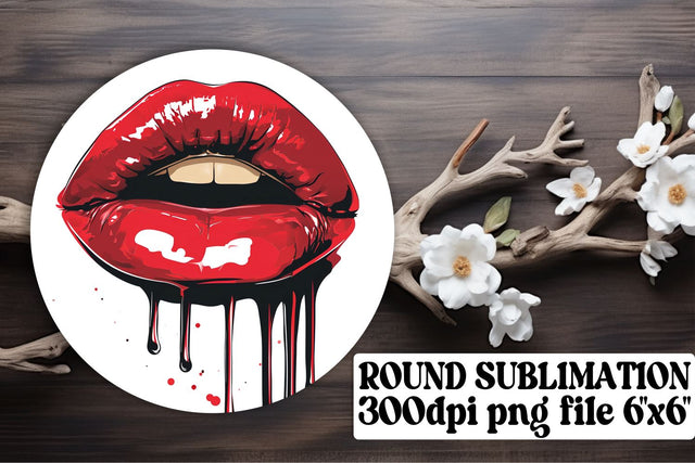 Vibrant Lips Decor Kit: Sublimation Collection for Round Ornaments Sublimation afrosvg 