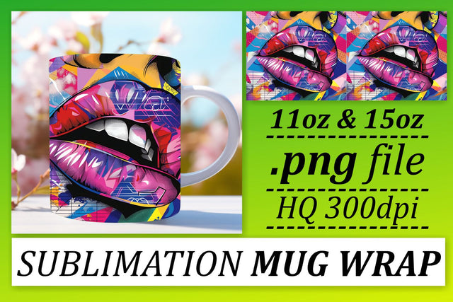 Vibrant Lips Sublimation Mug Sublimation afrosvg 