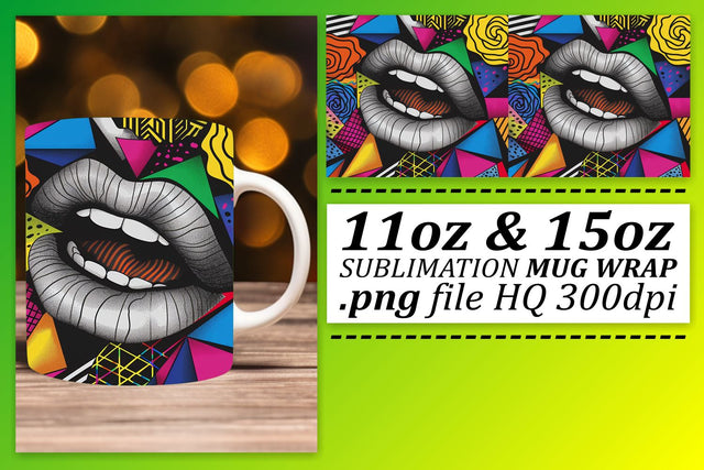 Vibrant Lips Sublimation Mug Sublimation afrosvg 