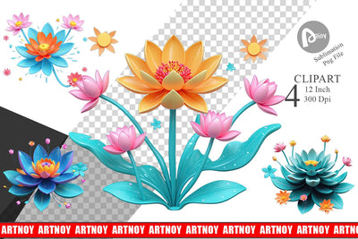 Vibrant Lotus Clipart Sublimation artnoy 