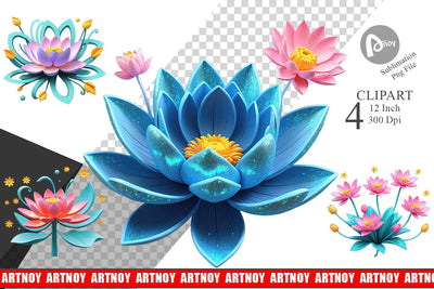 Vibrant Lotus Clipart Sublimation artnoy 