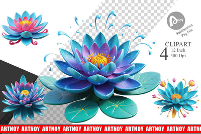 Vibrant Lotus Clipart Sublimation artnoy 
