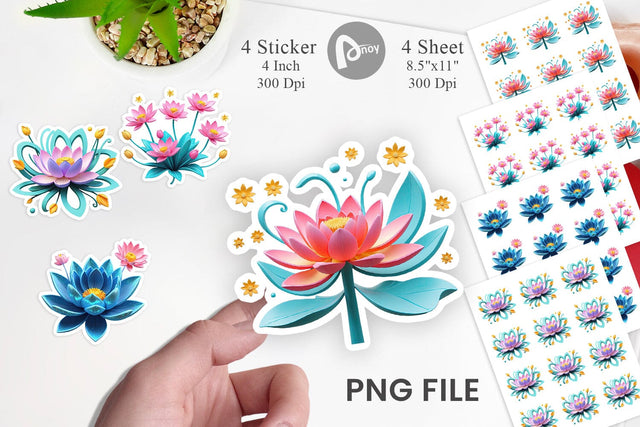 Vibrant Lotus Sticker Sublimation artnoy 