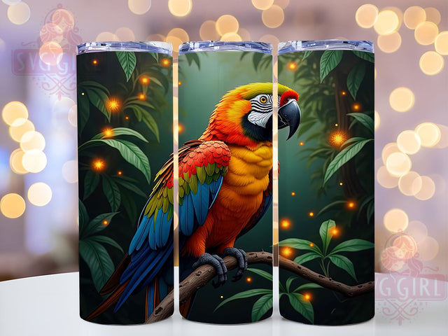Vibrant Macaw 20oz Tumbler, Colorful Bird Art, 20oz Tumbler Wrap, Sublimation Design, Tropical Decor, Parrot Lover Gift, Vibrant Bird Gift Sublimation SvggirlplusArt 
