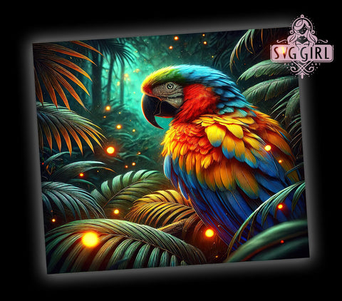 Vibrant Macaw 20oz Tumbler, Colorful Bird Art, 20oz Tumbler Wrap, Sublimation Design, Tropical Decor, Parrot Lover Gift, Vibrant Bird Gift Sublimation SvggirlplusArt 