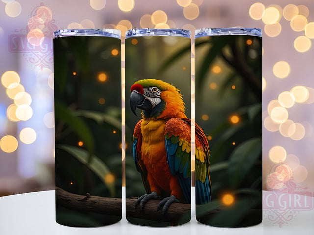 Vibrant Macaw 20oz Tumbler, Colorful Bird Art, 20oz Tumbler Wrap, Sublimation Design, Tropical Decor, Parrot Lover Gift, Vibrant Bird Gift Sublimation SvggirlplusArt 
