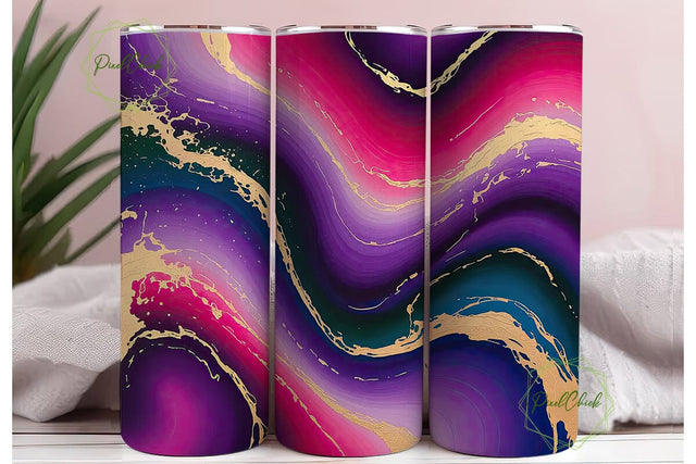 Vibrant Magenta Gold Veins 20oz Tumbler Sublimation PixelChick 