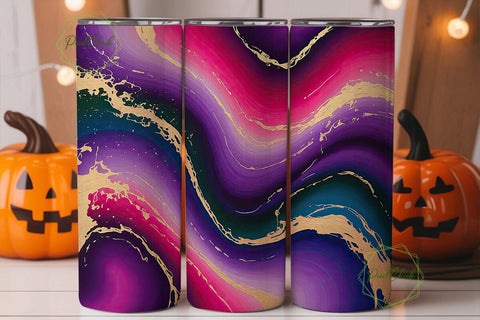 Vibrant Magenta Gold Veins 20oz Tumbler Sublimation PixelChick 