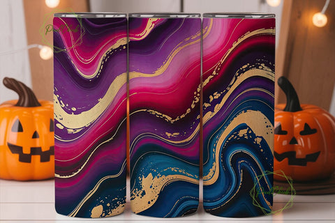 Vibrant Magenta Gold Veins 20oz Tumbler Sublimation PixelChick 