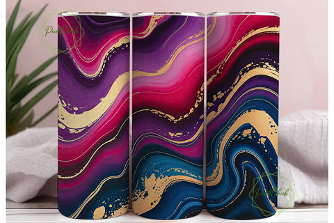 Vibrant Magenta Gold Veins 20oz Tumbler Sublimation PixelChick 