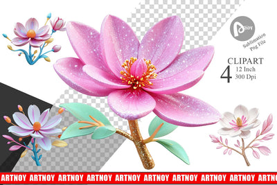 Vibrant Magnolia Clipart Sublimation artnoy 
