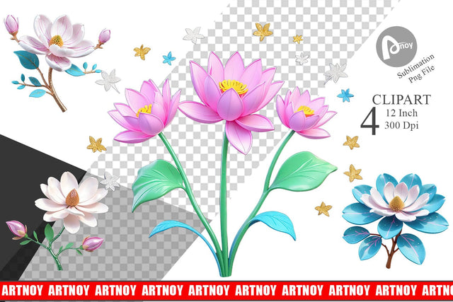 Vibrant Magnolia Clipart Sublimation artnoy 