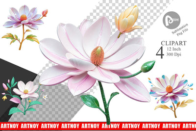 Vibrant Magnolia Clipart Sublimation artnoy 