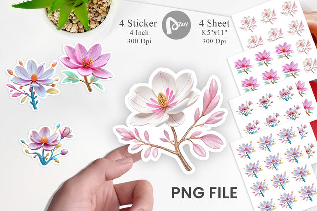 Vibrant Magnolia Sticker Sublimation artnoy 