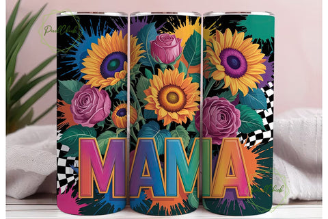 Vibrant MAMA Sunflower Tumbler Wrap Sublimation PixelChick 