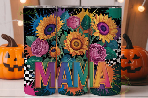 Vibrant MAMA Sunflower Tumbler Wrap Sublimation PixelChick 