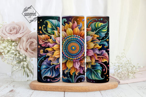 Vibrant Mandala Sunflower 20oz Tumbler Sublimation sassyprint 