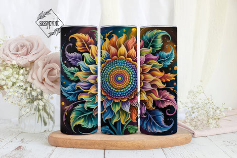 Vibrant Mandala Sunflower 20oz Tumbler Sublimation sassyprint 