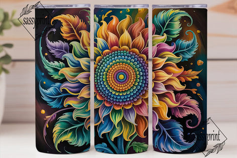 Vibrant Mandala Sunflower 20oz Tumbler Sublimation sassyprint 