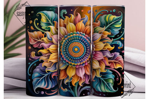 Vibrant Mandala Sunflower 20oz Tumbler Sublimation sassyprint 