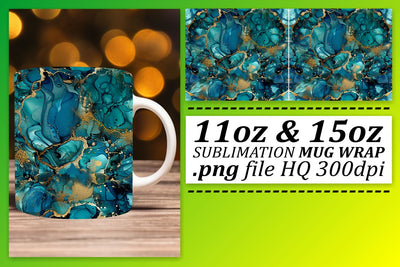 Vibrant Marble Effect Mug Wrap, Sublimation, 11oz 15oz Sublimation afrosvg 