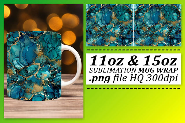 Vibrant Marble Effect Mug Wrap, Sublimation, 11oz 15oz Sublimation afrosvg 