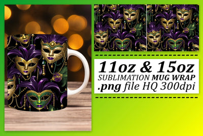 Vibrant Mardi Gras Theme: 11oz & 15oz Mug Joy Sublimation afrosvg 