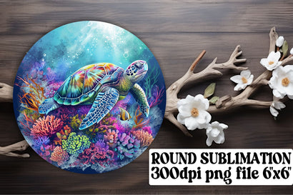 Vibrant Marine Life Round Designs - Sublimation Keychain Coasters Sublimation afrosvg 