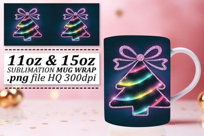 Vibrant mug wraps, make your drinks stand out! , Neon Xmas Sublimation afrosvg 
