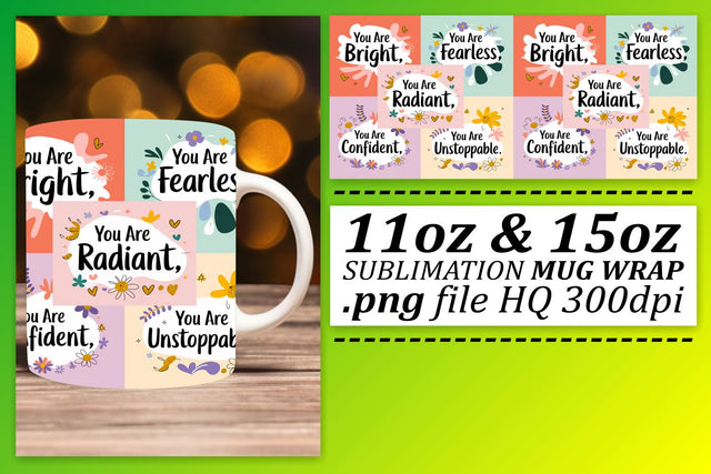 Vibrant mug wraps, make your drinks stand out! , Quote Sublimation afrosvg 