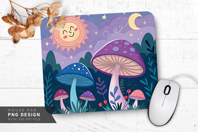 Vibrant Mushroom Forest Mousepad Sublimation Regulrcrative 