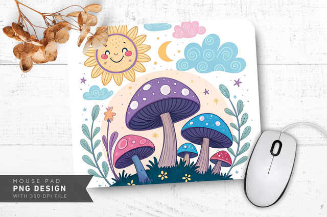 Vibrant Mushroom Forest Mousepad Sublimation Regulrcrative 