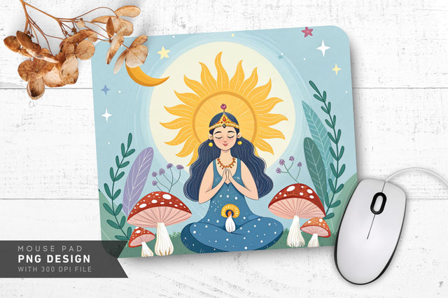 Vibrant Mushroom Goddess Mousepad Sublimation Regulrcrative 