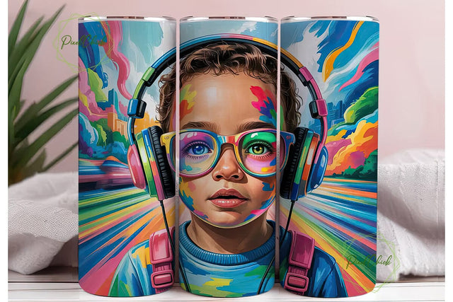 Vibrant Music Child 20oz Tumbler Wrap Sublimation PixelChick 
