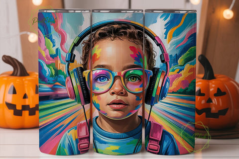 Vibrant Music Child 20oz Tumbler Wrap Sublimation PixelChick 