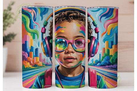 Vibrant Music Child 20oz Tumbler Wrap Sublimation PixelChick 