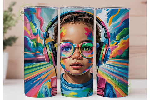 Vibrant Music Child 20oz Tumbler Wrap Sublimation PixelChick 