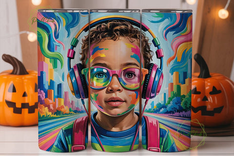 Vibrant Music Child 20oz Tumbler Wrap Sublimation PixelChick 