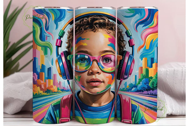 Vibrant Music Child 20oz Tumbler Wrap Sublimation PixelChick 