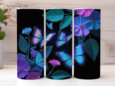 Vibrant Neon Blue Butterfly Tumbler, Blue Butterfly Tumbler, Seamless Butterfly Wrap, Vibrant Neon Wrap, Artistic Butterfly Wrap, Sublimation Design, Trendy Gift Idea Sublimation Lara' s Designs 
