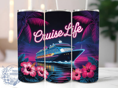 Vibrant Neon Cruise Tumbler, Summer Cruising Tumbler, Neon 20oz Wrap, Sublimation Design, Vacation Gift Idea, Vibrant Neon Wrap, Stylish Cruise Tumbler Sublimation ToriDesigns 