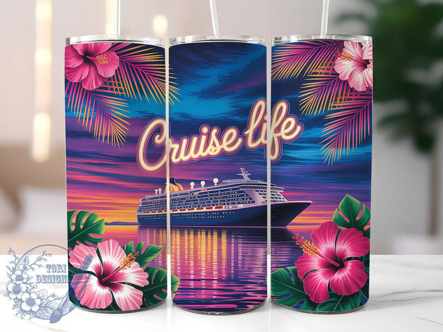 Vibrant Neon Cruise Tumbler, Summer Cruising Tumbler, Neon 20oz Wrap, Sublimation Design, Vacation Gift Idea, Vibrant Neon Wrap, Stylish Cruise Tumbler Sublimation ToriDesigns 