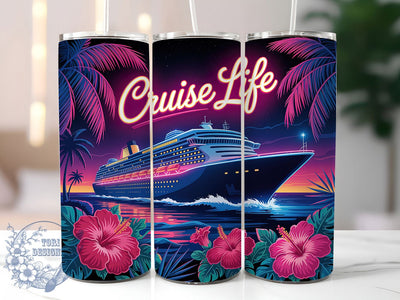 Vibrant Neon Cruise Tumbler, Summer Cruising Tumbler, Neon 20oz Wrap, Sublimation Design, Vacation Gift Idea, Vibrant Neon Wrap, Stylish Cruise Tumbler Sublimation ToriDesigns 