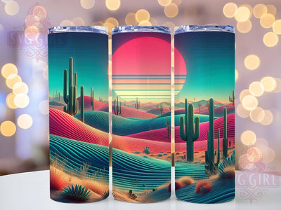 Vibrant Neon Desert Tumbler, Vibrant Tumbler, Bright 20oz Wrap, Sublimation Design, Stylish Gift Idea, Artistic Desert Wrap, Colorful Neon Tumbler Sublimation SvggirlplusArt 