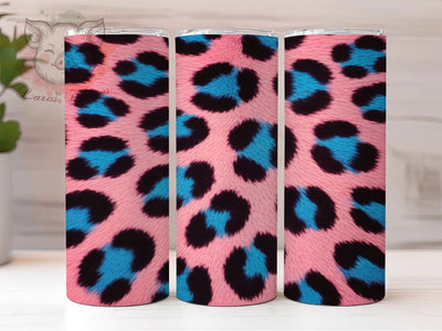 Vibrant Neon Leopard Print Tumbler, Pink Blue Animal Wrap, 20oz Tumbler Sublimation, Seamless Wild Design, Neon Leopard Tumbler, Vibrant Safari Wrap, Trendy Animal Sublimation Sublimation Lara' s Designs 